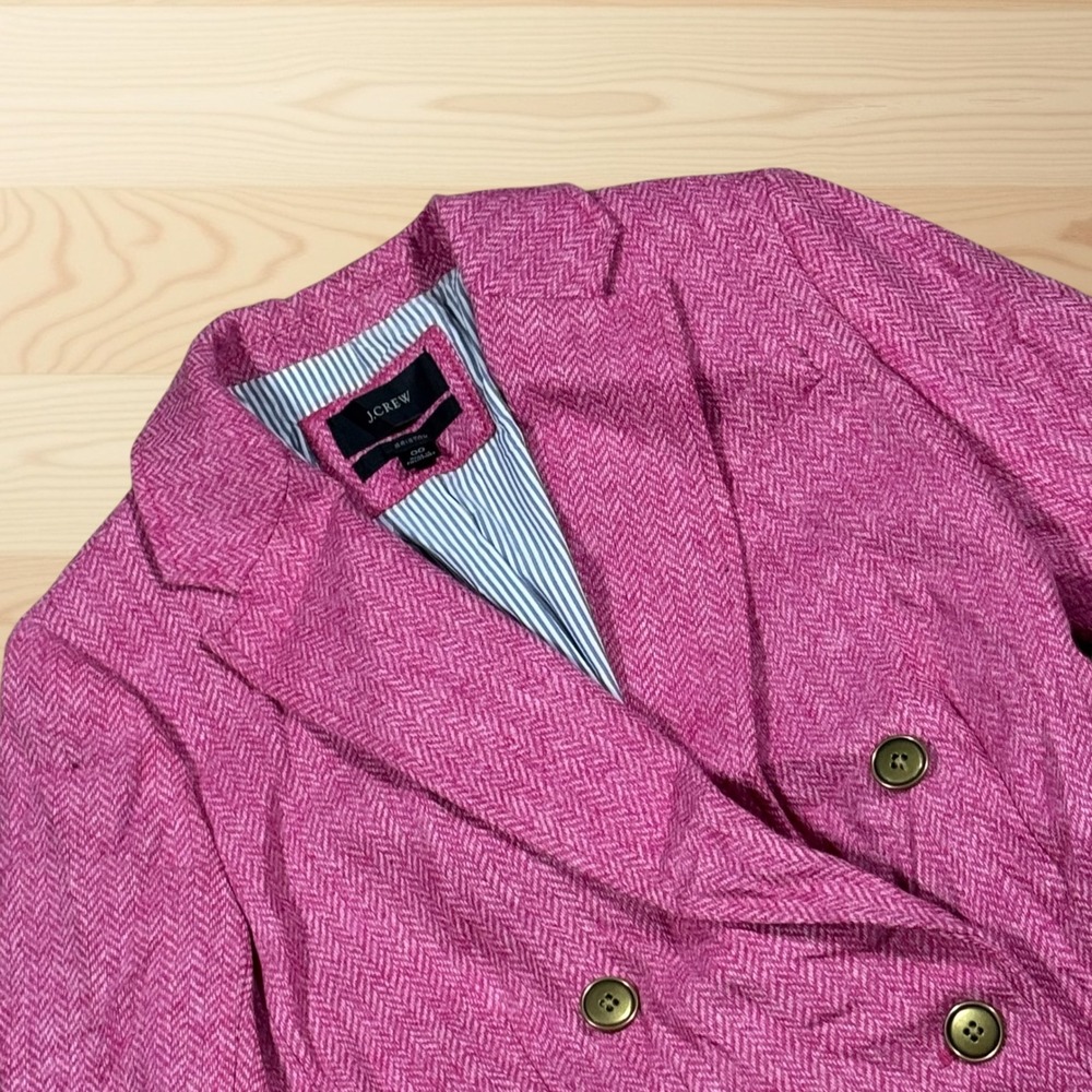 J Crew Bristol Blazer Pink Herringbone Wool Moon British Cloth BA454 Womens 00‎